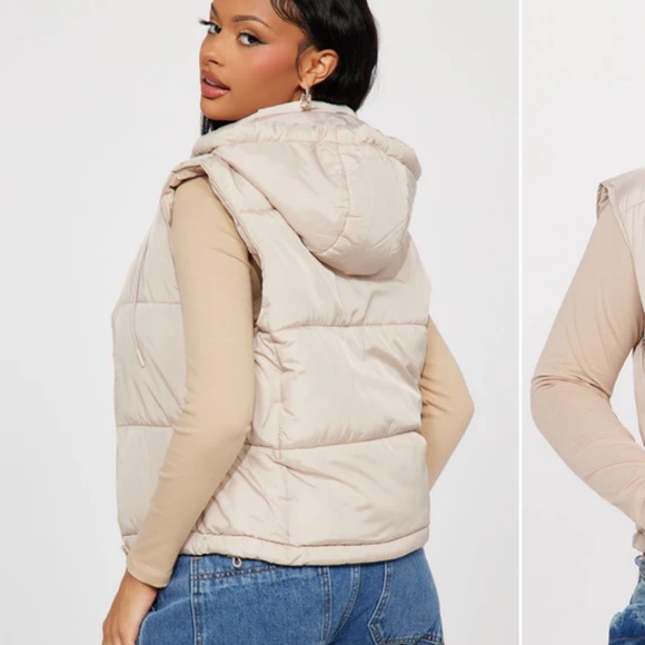 Fashion nova Beige Hooded Puffer Vest - Picture 2 of 4